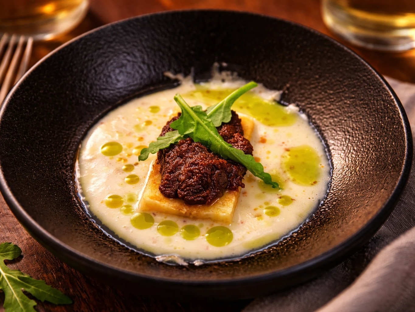 Gestoofd rundvlees op polenta — AI-verbeterd
